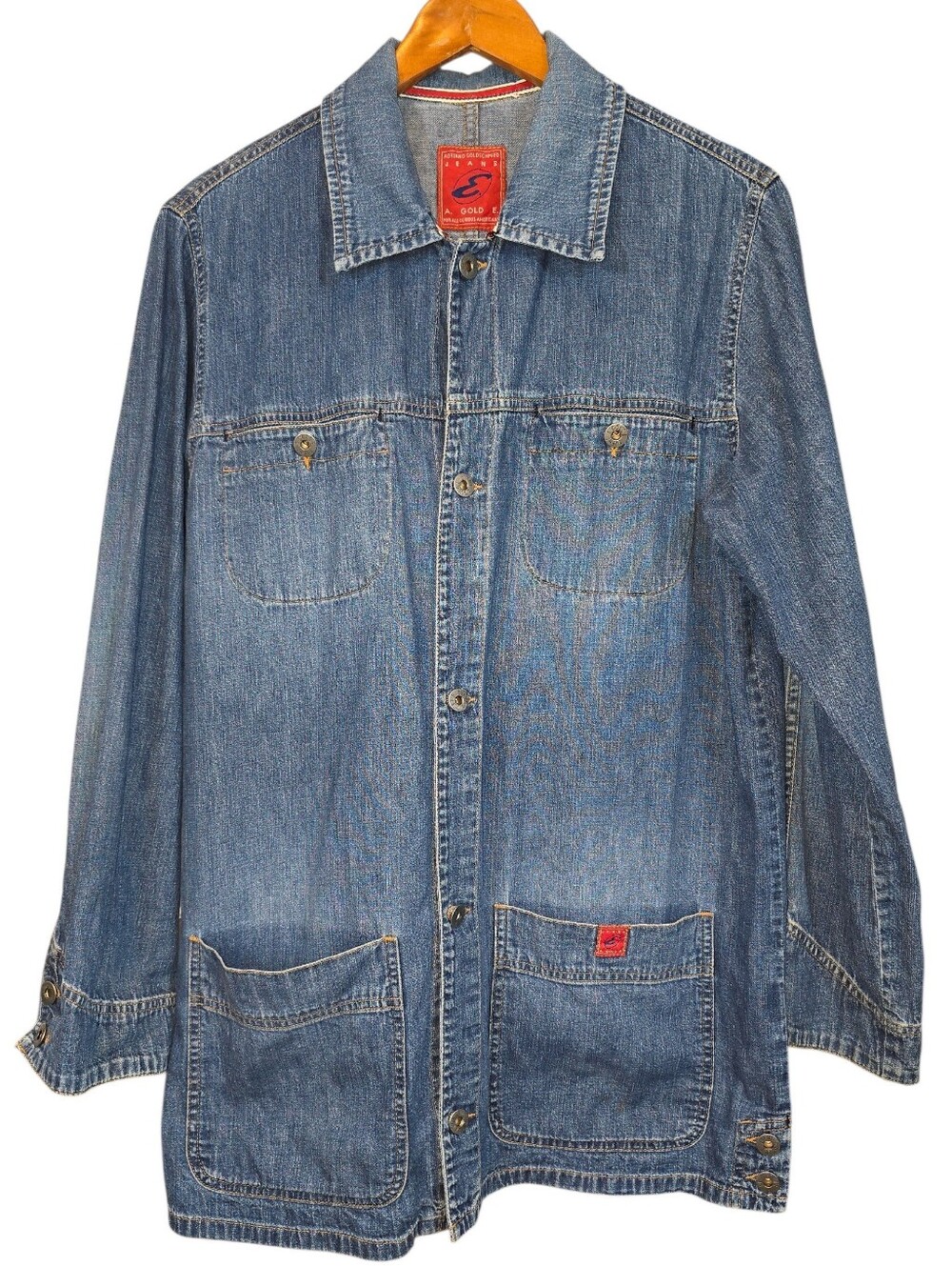 Vintage A. Gold E Adriano Goldschmied Denim Barn Chore Coat Jacket Size Large